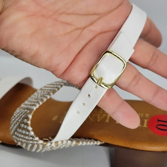 Italian Shoemakers Infamous White Brown Aztec Sandals Women’s 10 Low Heels NWOB - Picture 9 of 9